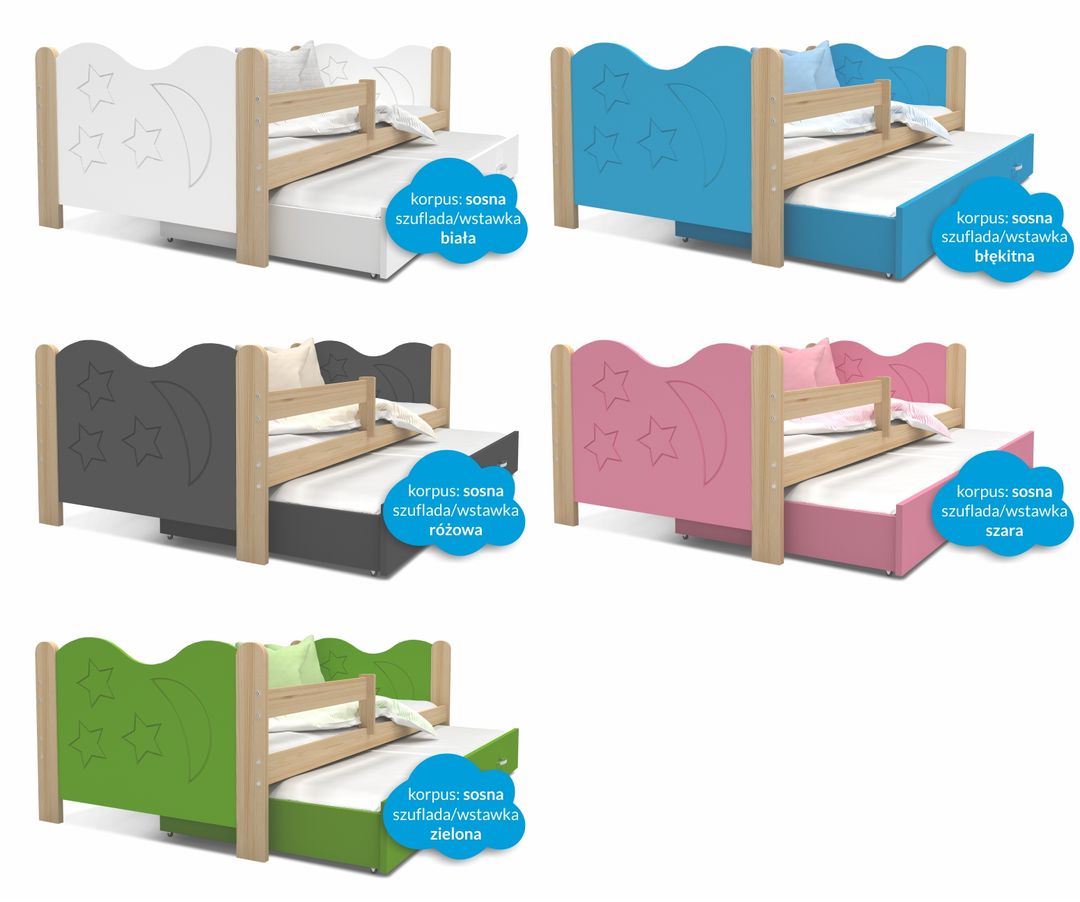 Łóżko dla dzieci MIKOŁAJ P2 190x80 + szuflada + materac
